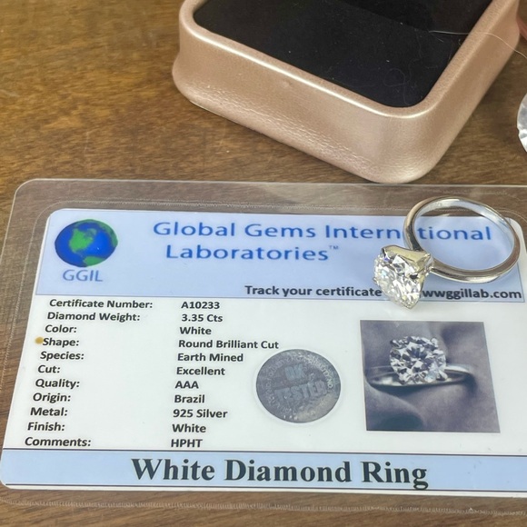 SALE‼️CERTIFIED-3.35ct DIAMOND SOLITAIRE. Rhodium plate. EARTH MINED IN BRAZIL - Picture 11 of 16